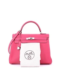 Pre-Owned Hermes Kelly 32 Handbag Pink Epsom with Palladium Hardware