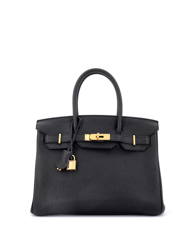 Pre-Owned Hermes Birkin Handbag Clemence with Gold Hardware