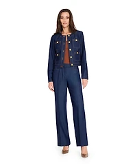 Tahari Asl Women's Mid-Rise Front-Zip Denim Trousers