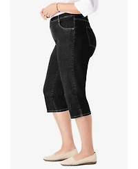 Woman Within Women's Stretch Denim Five-Pocket Capri Jeans