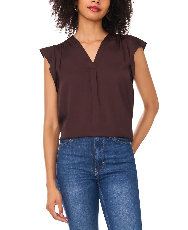 Vince Camuto Women's V-Neck Short-Ruffle-Sleeve Top