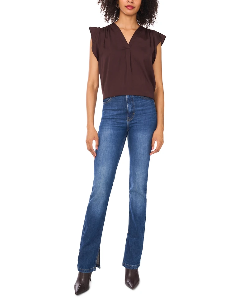Vince Camuto Women's V-Neck Short-Ruffle-Sleeve Top