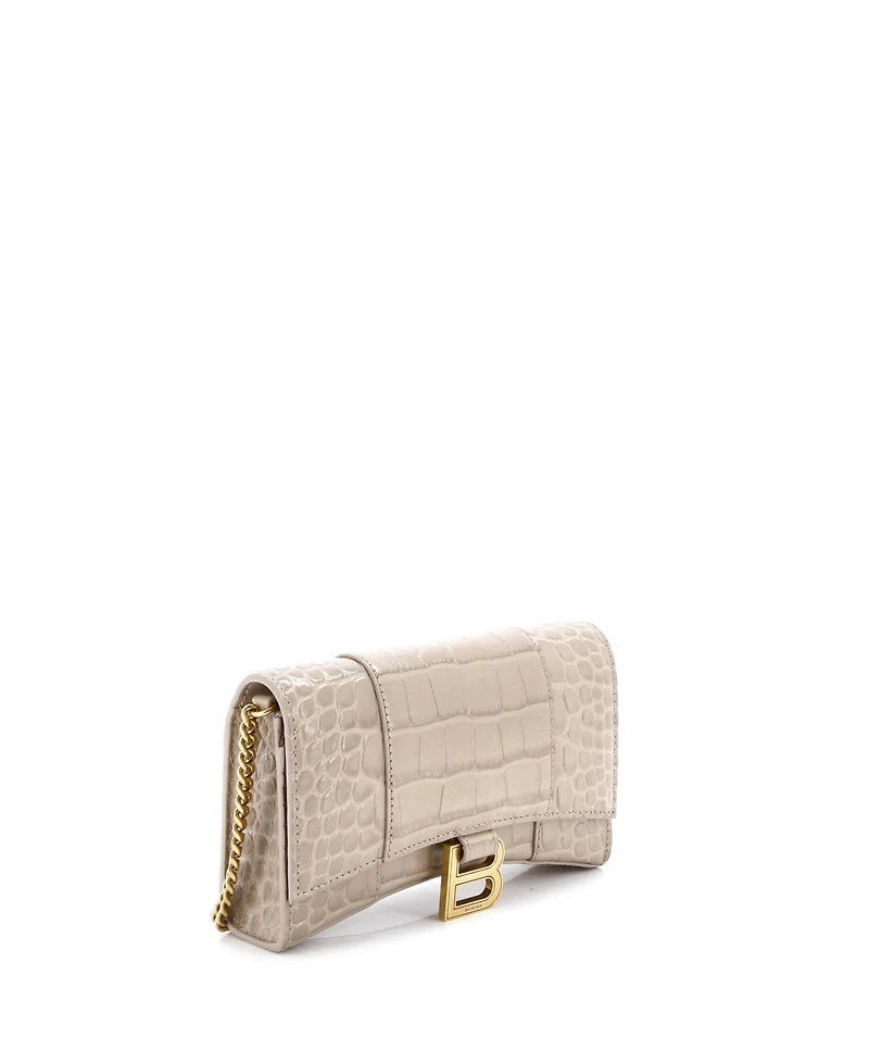 Pre-Owned Balenciaga Hourglass Chain Wallet Embossed Leather
