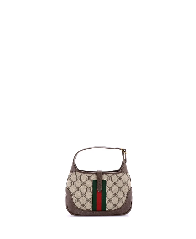 Pre-Owned Balenciaga Mini x Gucci The Hacker Project Jackie 1961 Hobo Bb Coated Canvas