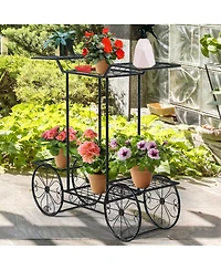 Gymax 6-Tier Garden Cart Stand Flower Rack Display Decor Flower Pot Plant Holder