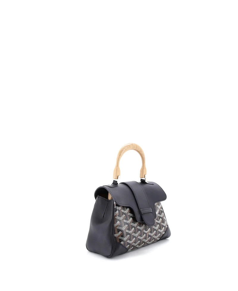 Pre-Owned Goyard Mini Saigon Top Handle Bag Coated Canvas with Leather