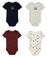 Tommy Hilfiger Baby Boys 4-Piece Short Sleeve Bodysuit Set