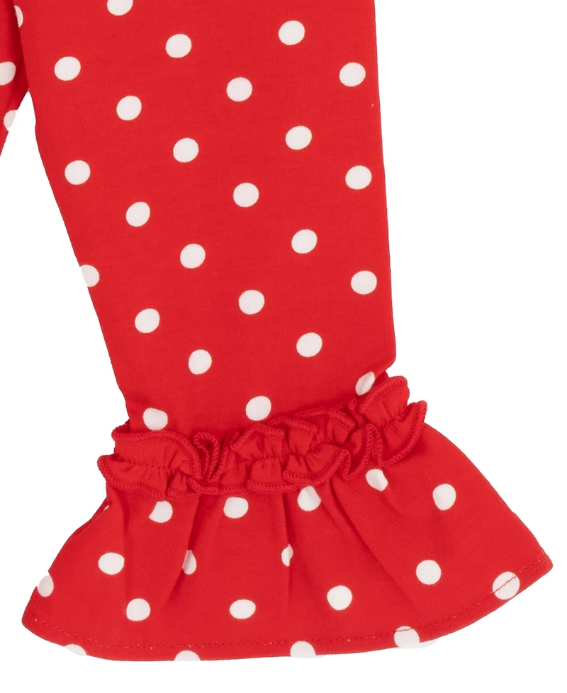Rare Editions Baby Girl 2-Piece Reindeer Applique Top and Polka Dots Leggings Set