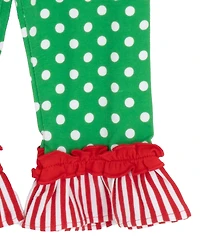 Rare Editions Baby Girl 2-Piece Santa Sleigh Top and Striped Leggings Set
