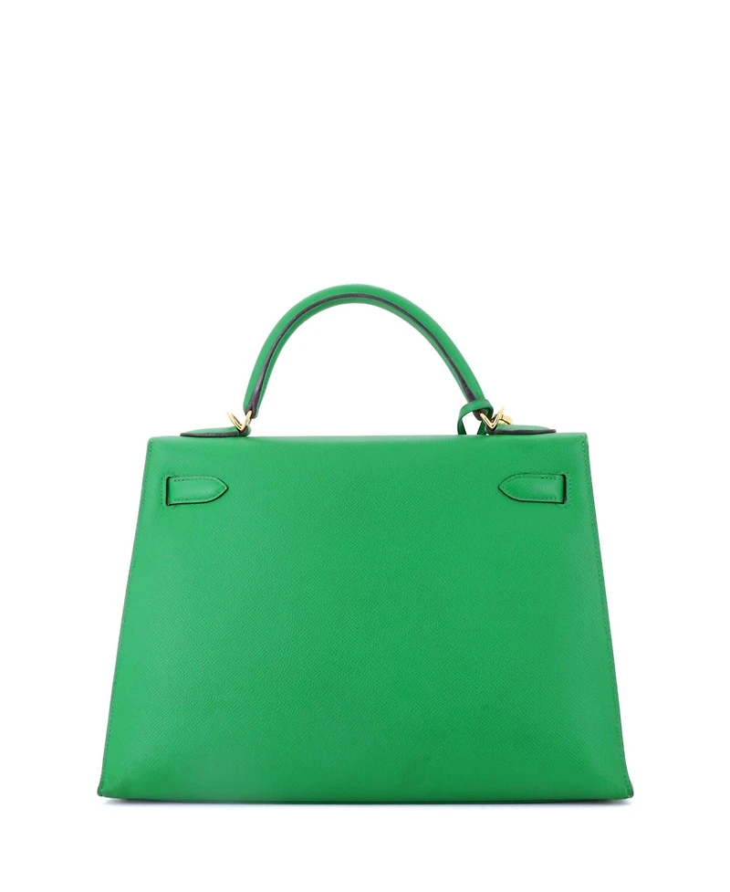 Pre-Owned HERMES Kelly 32 Handbag Green Epsom with Gold Hardware