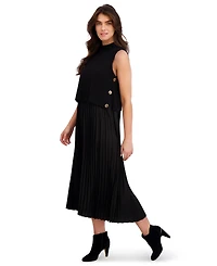 London Times Women's Side Button Popover Dress
