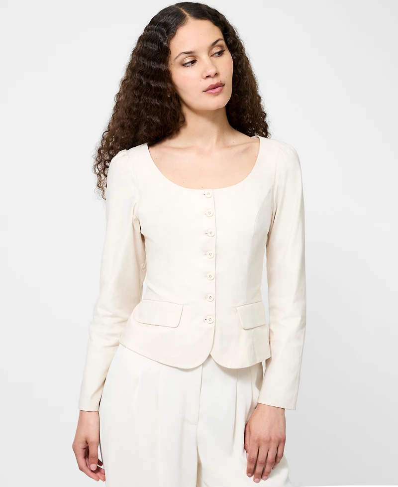 French Connection Women's Long Sleeve Poplin Top