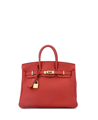 Pre-Owned Hermes Birkin 25 Handbag Red Togo with Gold Hardware