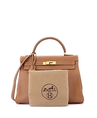 Pre-Owned Hermes Kelly 32 Handbag Brown Courchevel with Gold Hardware