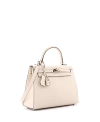 Pre-Owned Hermes Kelly 25 Handbag Light Epsom with Palladium Hardware