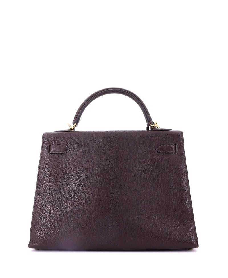Pre-Owned Hermes Kelly 32 Handbag Brown Chevre de Coromandel with Gold Hardware