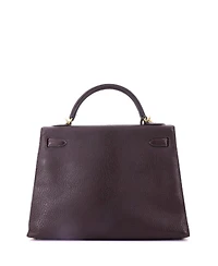 Pre-Owned Hermes Kelly 32 Handbag Brown Chevre de Coromandel with Gold Hardware