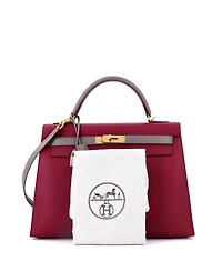 Pre-Owned Hermes Kelly 32 Handbag Bicolor Epsom with Brushed Gold Hardware