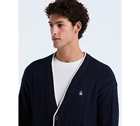Original Penguin Men's Cable Long Sleeve Cardigan