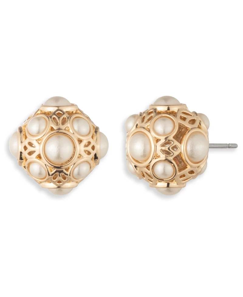 Marchesa Imitation Pearl Filagree Stud Earrings