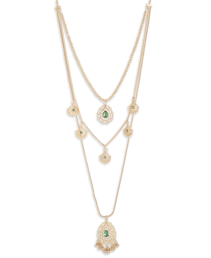 Marchesa Glass and Plastic Stone Filagree Pendant Necklace