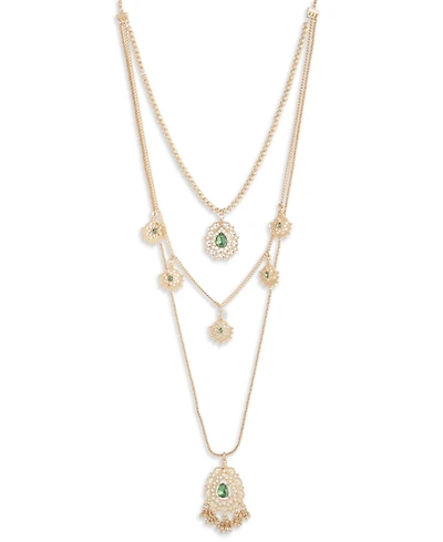 Marchesa Glass and Plastic Stone Filagree Pendant Necklace