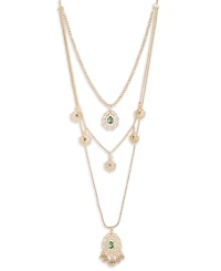 Marchesa Glass and Plastic Stone Filagree Pendant Necklace