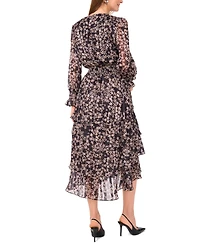 Vince Camuto Women's Long Sleeve V-Neck Midi Dress