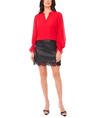 Vince Camuto Women's Split-Neck Long-Sleeve Top