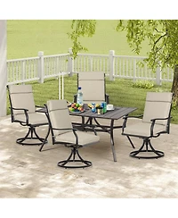 Aoodor Outdoor High Back Dining Chair Cushion with Ties and Zipper, 44"x21"x3.2", Set of 2