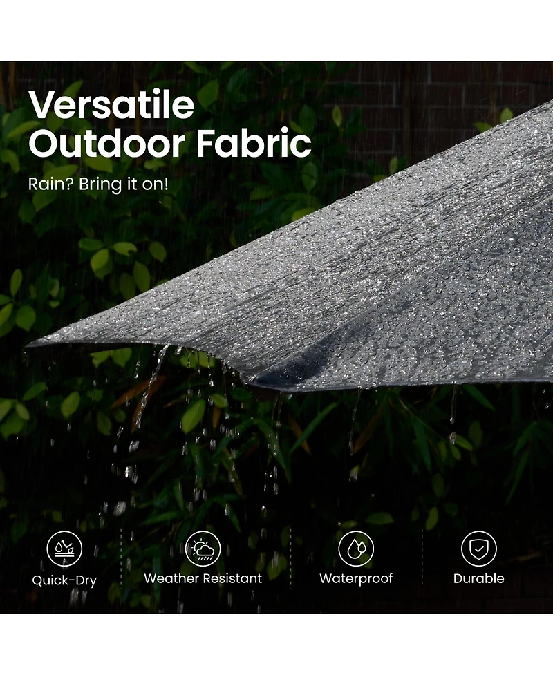 Xizzi 15ft Solar Umbrella Smart Led Lighted Patio Umbrella,12 Heavy Duty Ribs Large Outdoor Double Sided Rectangle with Light Modes and Base