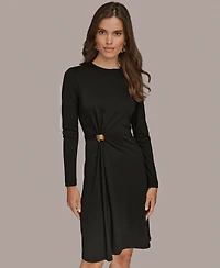 Donna Karan New York Women's Ribbed Knot Hardware Dress