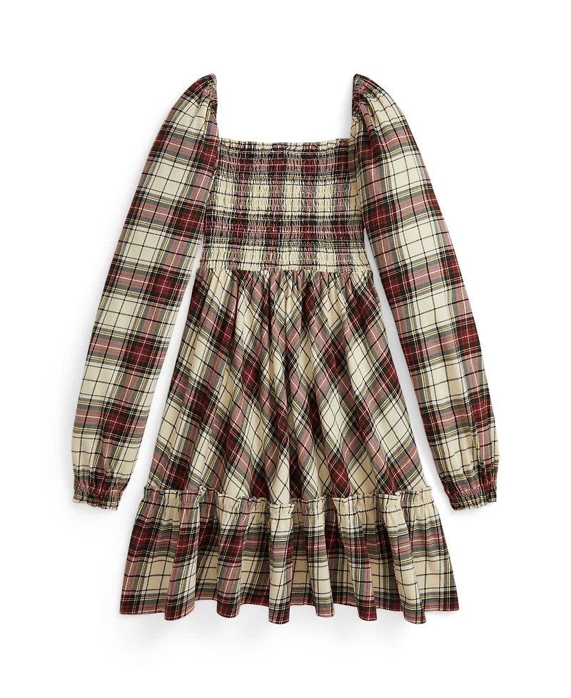 Polo Ralph Lauren Girls 7-16 Long Sleeves Plaid Ruffled Dress