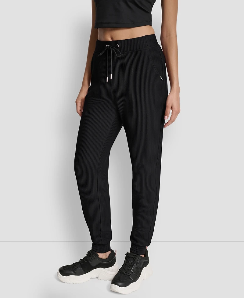 Dkny Women's Tech Ottoman Cuffed High Rise Joggers