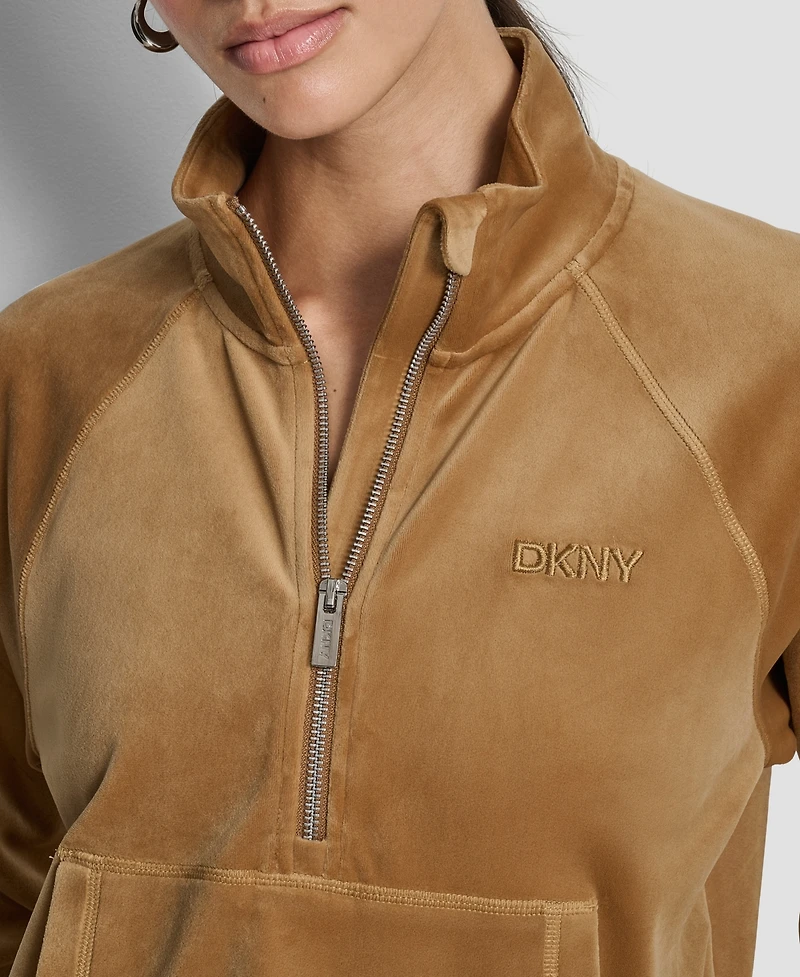 Dkny Women's Platinum Velour Embroidered Logo Sweatshirt