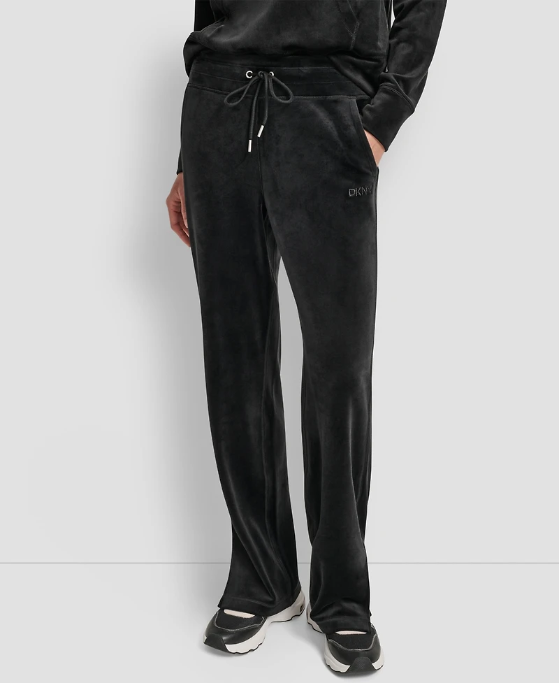 Dkny Women's Hd Embroidery Logo Slit Track Pants