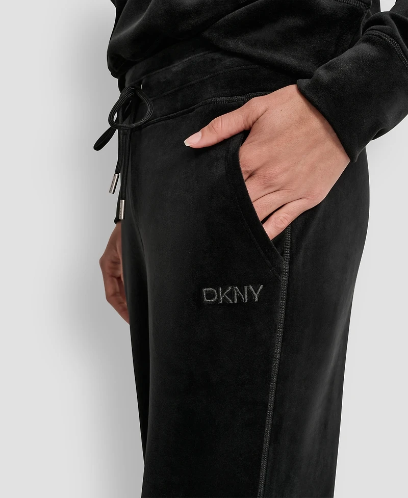 Dkny Women's Hd Embroidery Logo Slit Track Pants