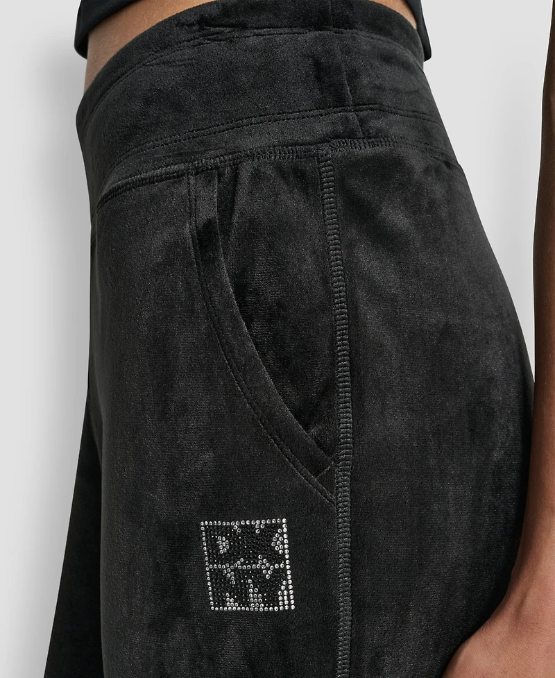 Dkny Women's Stacked Logo Mid-Rise Slim-Fit Joggers
