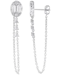 Macy's Round (0.48 ct. t.w.) and Baguette (0.53 ct. t.w.) Diamond Drop Earrings in 14K White Gold