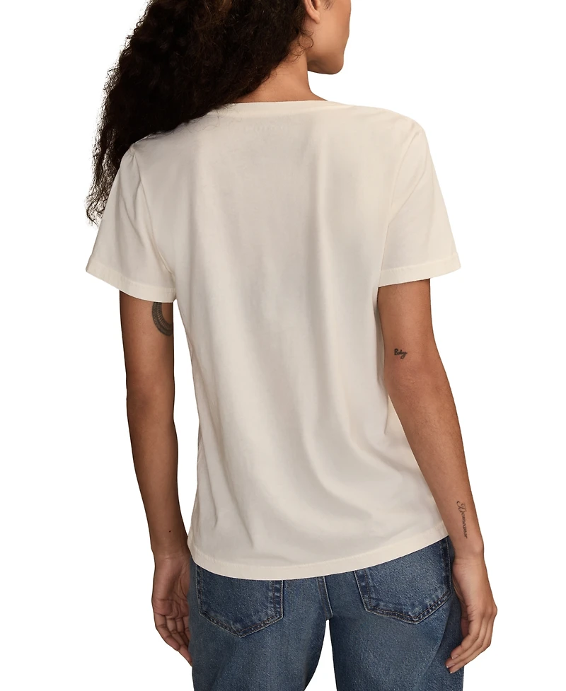 Lucky Brand Women's Embellished Butterfly Classic Crew Neck T-Shirt