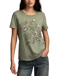 Lucky Brand Women's Humming Birds Classic Crew Neck T-Shirt