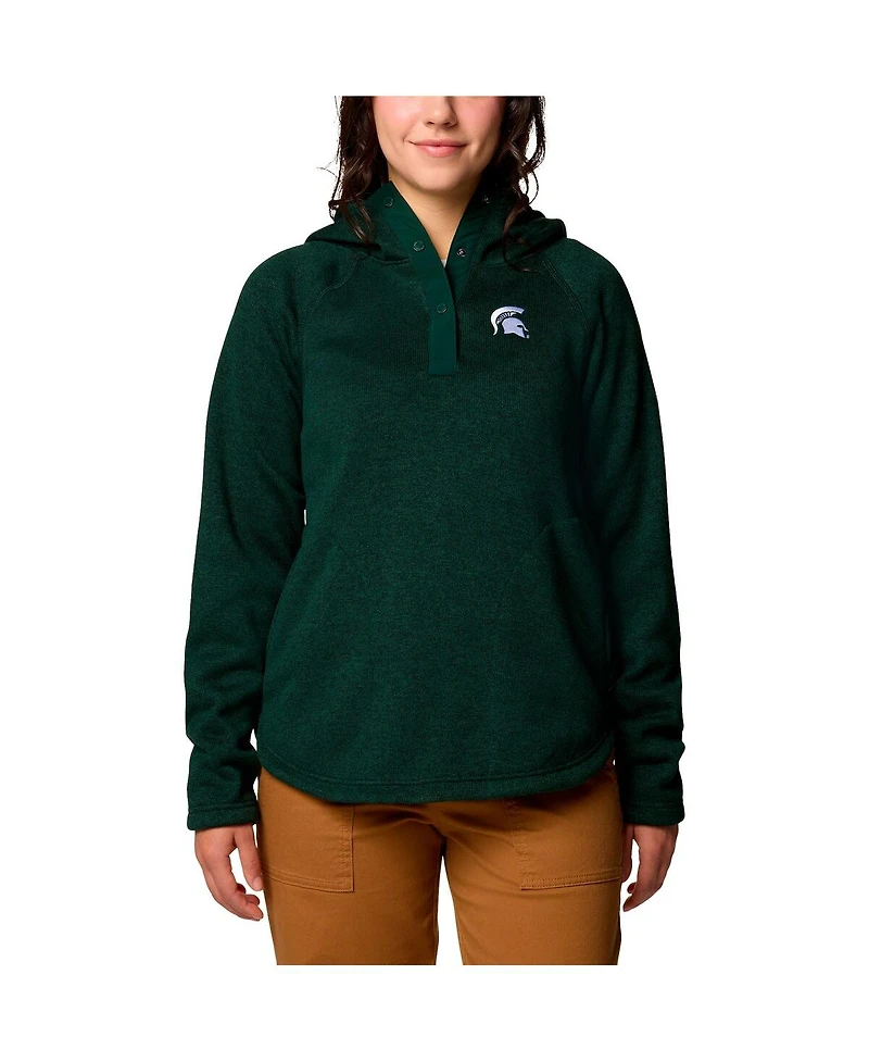 Columbia Women'sGreen Michigan State Spartans Sweater Weather Fleece Lined Pullover Hoodie