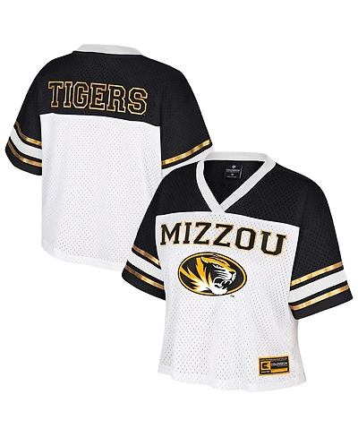 Colosseum Women's White Missouri Tigers Treasure Cropped Football Jersey