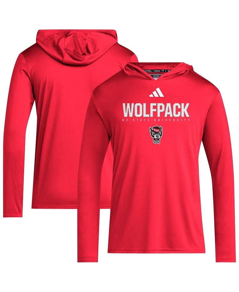 Adidas Men's Red Nc State Wolfpack 2025 Aeroready Sideline Training Long Sleeve Hooded T-Shirt