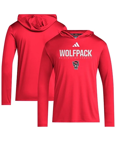 Adidas Men's Red Nc State Wolfpack 2025 Aeroready Sideline Training Long Sleeve Hooded T-Shirt