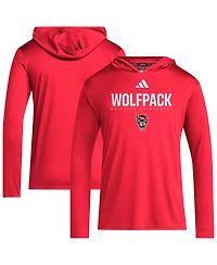 Adidas Men's Red Nc State Wolfpack 2025 Aeroready Sideline Training Long Sleeve Hooded T-Shirt