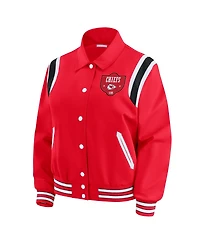 Wear by Erin Andrews Women's Red Kansas City Chiefs Varsity Lightweight Full-Snap Jacket