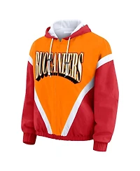 Wear by Erin Andrews Women's Orange/Red Tampa Bay Buccaneers Retro Crinkle Full-Zip Hoodie Windbreaker Jacket