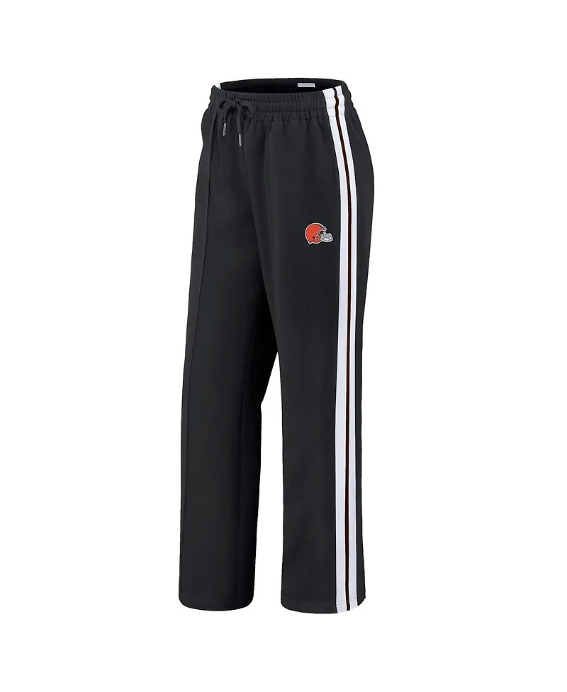 Wear by Erin Andrews Women's Black Cleveland Browns Color Block Straight Leg Pants