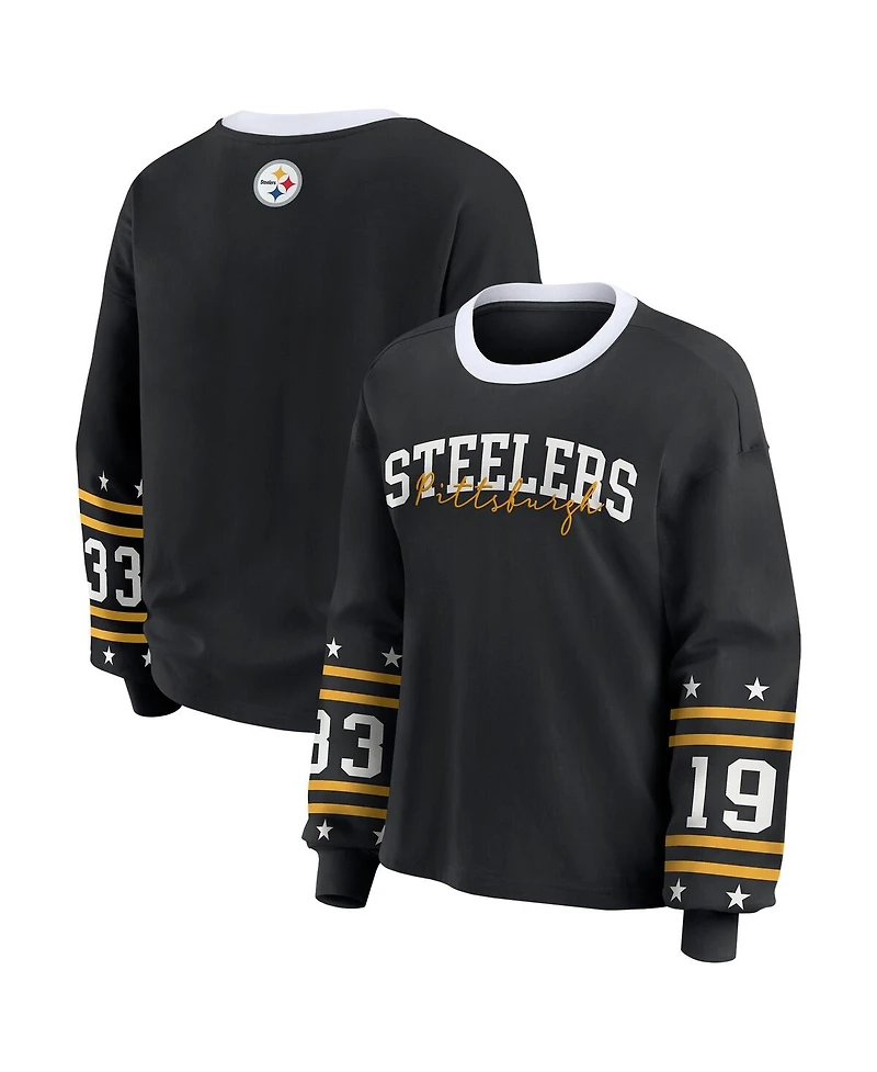 Wear by Erin Andrews Women's Black Pittsburgh Steelers Sport Long-Sleeve T-Shirt
